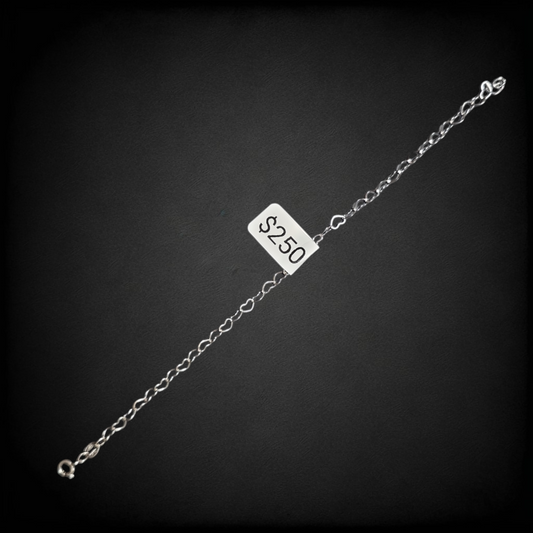 Pulsera de Plata .925 con Eslabones de Corazón – Pulsera Elegante para Mujer
