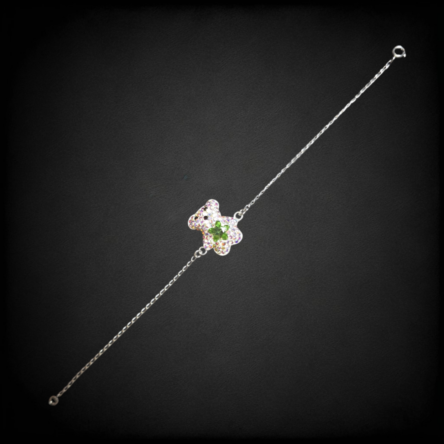 Pulsera de Plata .925 con Dije de Osito con Zirconias – Pulsera Femenina