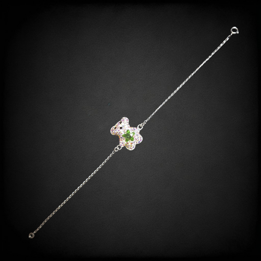 Pulsera de Plata .925 con Dije de Osito con Zirconias – Pulsera Femenina