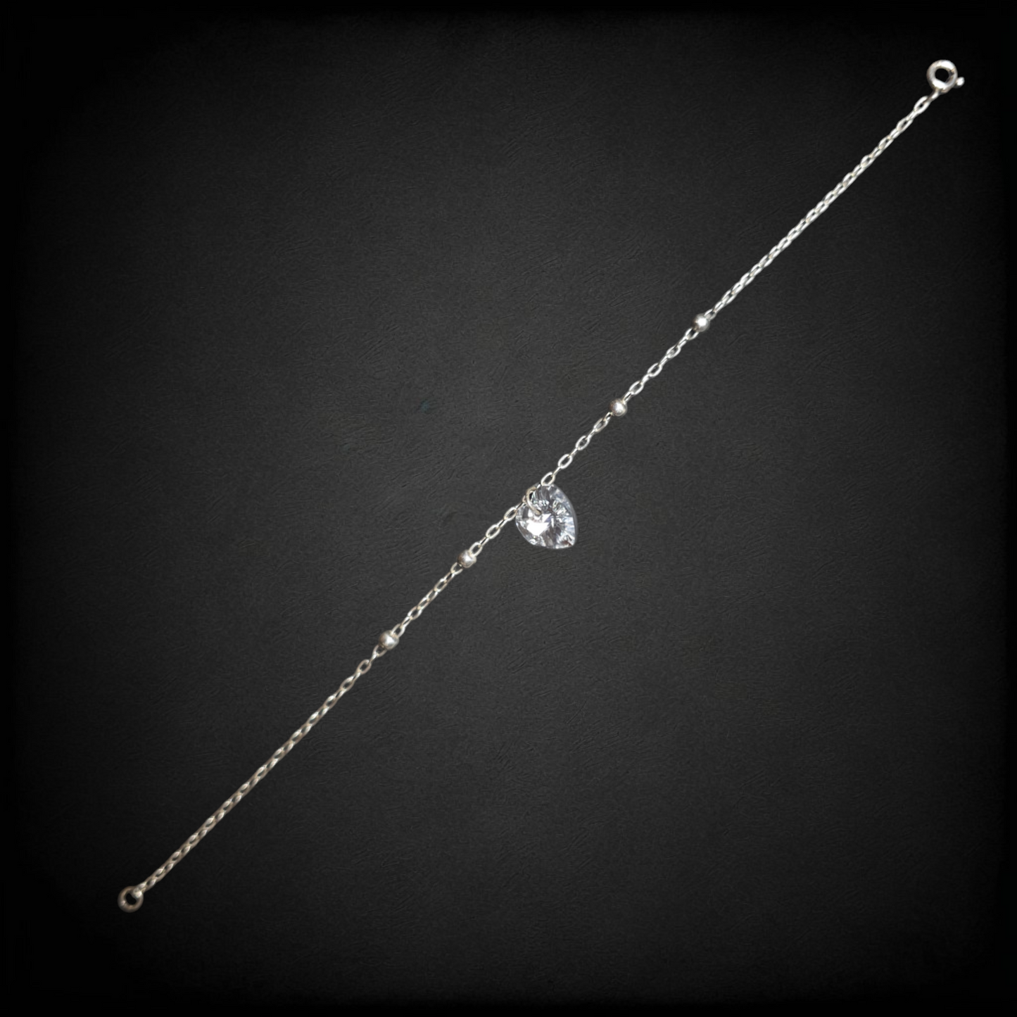 Pulsera de Plata .925 con Dije de Corazón y Zirconia – Pulsera Femenina