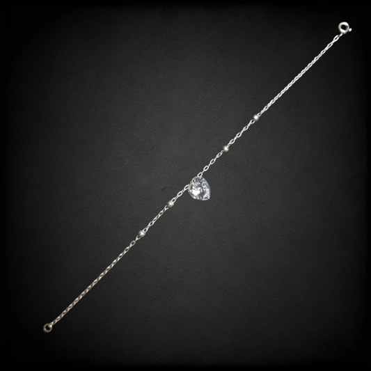 Pulsera de Plata .925 con Dije de Corazón y Zirconia – Pulsera Femenina