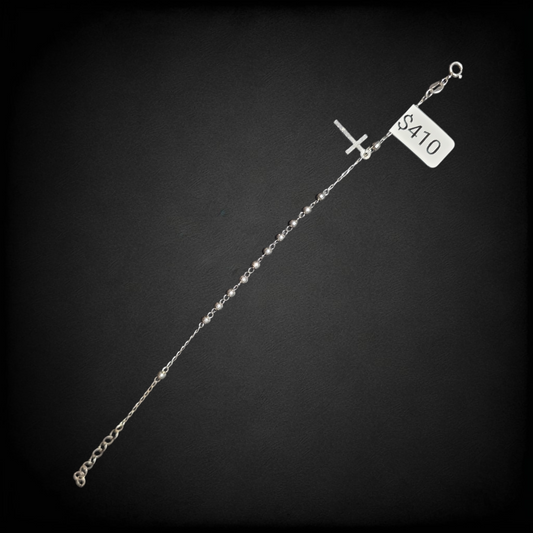 Pulsera Rosario de Plata .925 con Cruz – Pulsera Religiosa Unisex
