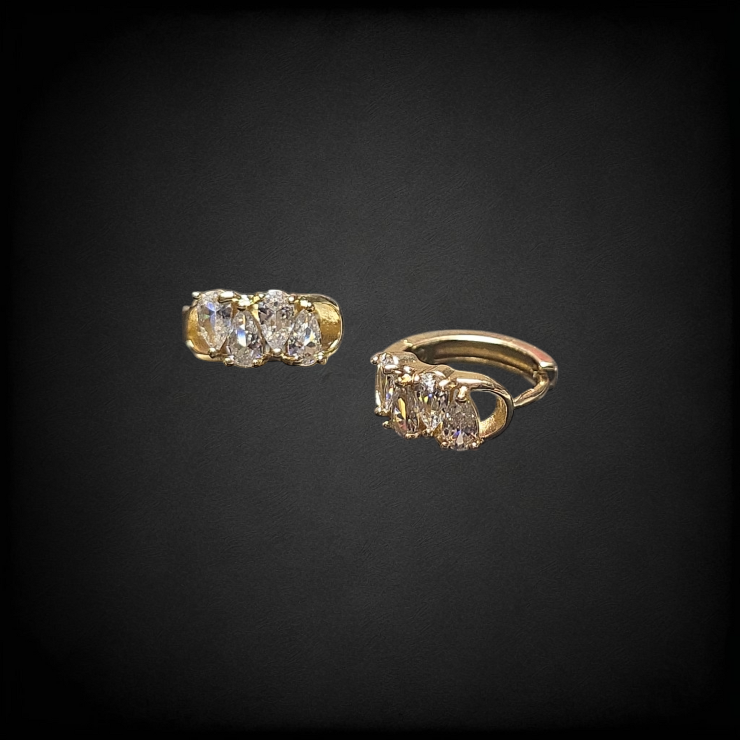 Aretes Oro Laminado con Zirconias Corte Gota Diseño Elegante