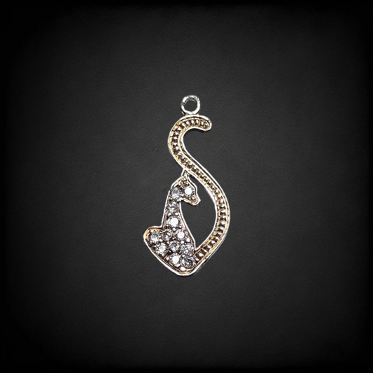 Dije de Gato Plata .925 con Zirconias – Colgante Animal Elegante