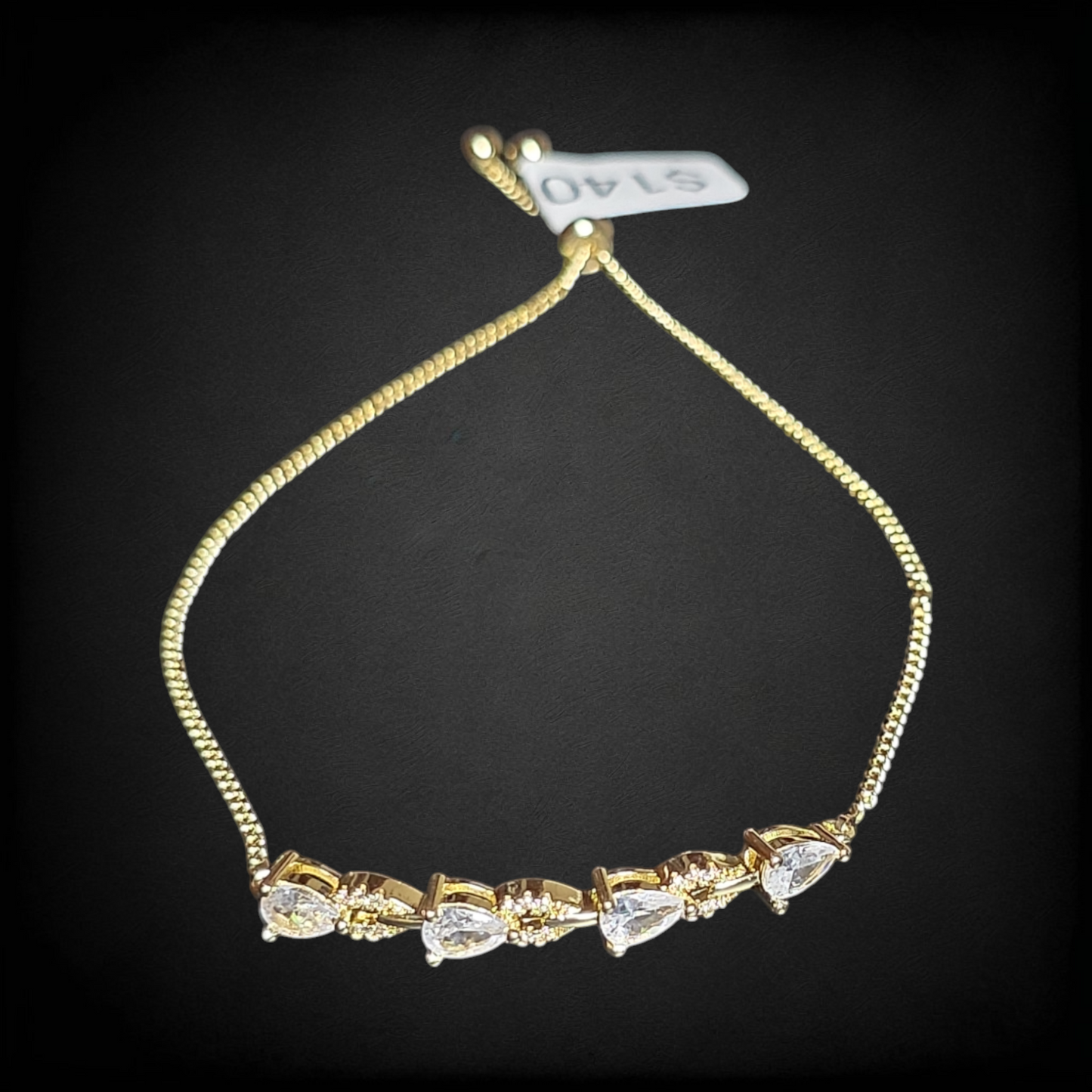 Pulsera Oro Laminado Ajustable con Zirconias Corte Gota