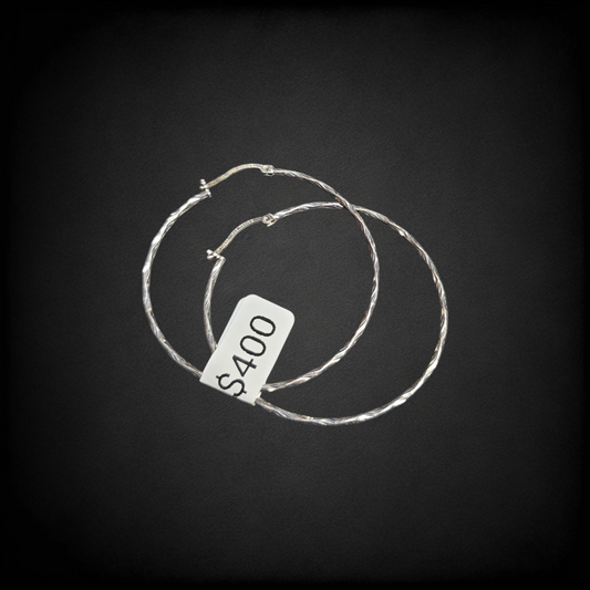 Arracadas de Plata .925 – Aretes Aro Grande Texturizado