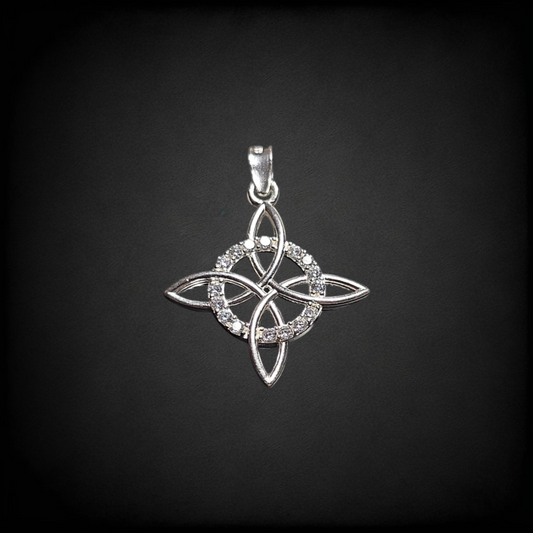 Dije de Plata .925 Nudo Celta con Zirconias – Colgante Infinito