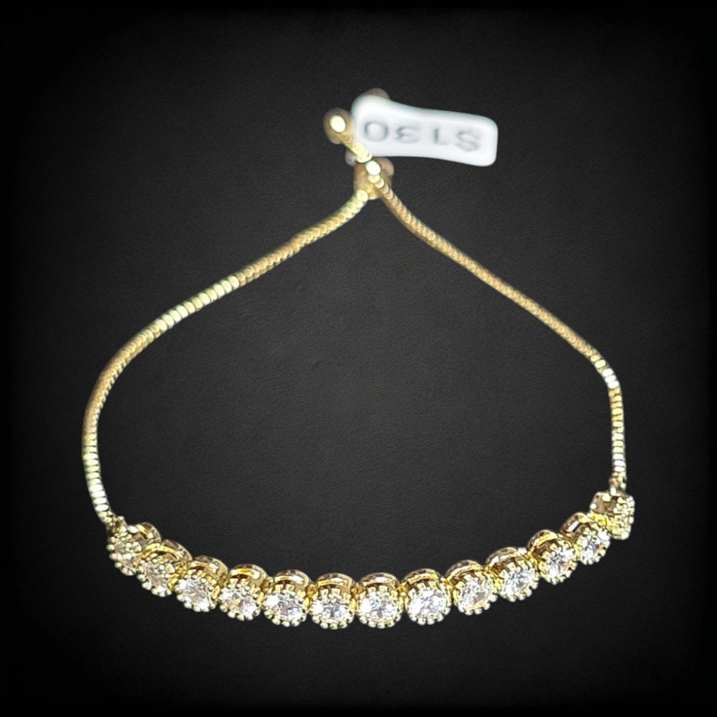 Pulsera Oro Laminado Ajustable con Zirconias Tipo Tenis